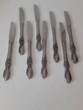 Vintage COSMOS 1966 ROSE  Stainless JAPAN set Of 6 Dinner Knives picture