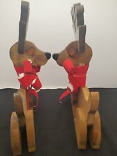 Vintage Rudolph's Reindeer Wood Handmade/Painted Christmas Decor Set Of 2 picture