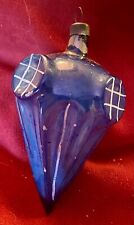 German Antique Glass Unusual Rare Unsilvered Blue Lantern Teardrop Ornament 4” picture