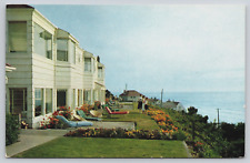 Ester Lee Apartments Taft Oregon OR Backyard Ocean View Lawn Chairs Postcard D1 picture