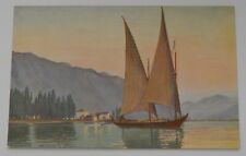 Sailboat on Lake Geneva Switzerland postcard vintage picture