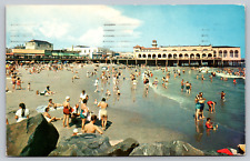 Postcard 1959 Vintage RPPC Enjoying Sand and Surf Ocean City NJ picture