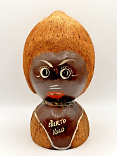 Vintage 1960s Hand Painted Coconut Head Puerto Rico Souvenir 9” Tall *FLAW* picture