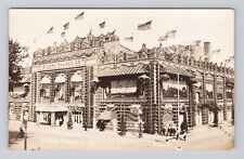 Postcard RPPC Mitchell South Dakota the Corn Palace c1929 Street View Flags Sign picture