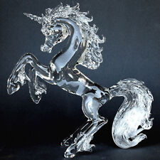 Unicorn Rearing Hand Blown Glass Crystal Figurine picture