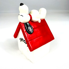 Vintage 1970 Snoopy Peanuts Ceramic Figure Doghouse Piggy Coin Bank of America picture