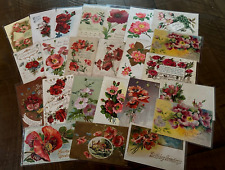 Colorful Lot of 23 Antique GREETINGS POSTCARDS with POPPIES~POPPY FLOWERS ~k-44 picture