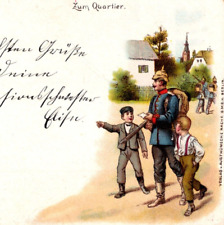 Zum Quartier Young Boys & German Soldier 1900s Postcard To The Quarters UDB picture