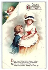 1915 Postcard Clapsaddle Ellen Greeting Valentine Love's Cupid Young Couple picture