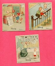1936 J. WIX & SONS LTD. HENRY 1ST SERIES CARTOON 3 DIFFERENT TOBACCO CARD picture
