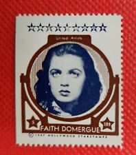 Faith Domergue  Actress 1947 Hollywood Screen Movie Stars Stamp Trading Card picture