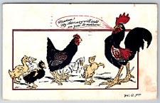 c1910s Chicken Rooster Chicks Art Comic Vintage Postcard picture