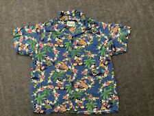 Disney Mickey Mouse Pluto Reyn Spooner RARE Vintage Kids Large Hawaiian Shirt picture