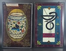 Vintage Lot of 2Assorted Pharmacy Display Suncatcher Glass Panels 6” X 9” picture