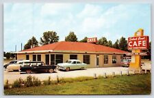 Greenup IL~Husmanns Salad Bowl Cafe~Neon Sign~Black Station Wagon~1954-56 Fords picture