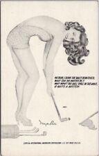 1946 Artist-Signed MEYER LEVIN Mutoscope Card Bathing Suit Girl / Golfing Golf picture