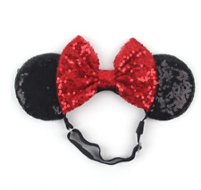 Red Minnie Mouse Ears Headband Disney classic red  HANDMADE STRETCH ELASTIC picture