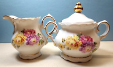 Winterling Bavarian China, Germany, Sugar Bowl with lid and Creamer White Floral picture