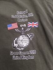 USMC Battery E 2nd Battalion 10th Marines Green Cannon UK Tshirt Green Sz M picture