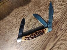 Excellent Camillus 73 Sword Brand Three Blade Knife Handmade Indian Stag Handle picture