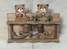 Vtg House Of Lloyd Christmas Around The World Twin Bear Wood Taper Candle Holder picture