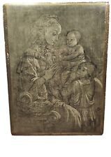 Italian Atq Wood Box Fra Filippo Lippi Signed Art Modonna W The Child & Two ... picture
