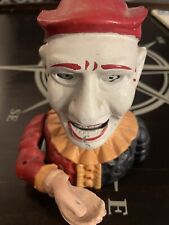 Vintage Reproduction Cast Iron Jester Clown Mechanical Metal Coin Bank 6.5