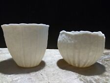 Pair of Delicate Handmade Porcelain Melon Textured Votive Tea Light Cups, signed picture