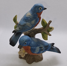 Estate Vintage Homco Classic Porcelain Blue Birds Figurine #1400 w/Foil Sticker picture