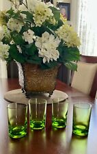 Vintage Glass Pretty Green Juice Glasses Set of 4 picture