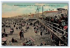 c1910 Boardwalk and Beach at Stillwell Avenue Coney Island NY Postcard picture