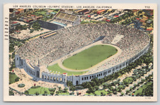 Los Angeles California Coliseum Olympic Stadium Posted 1938 Linen Postcard picture