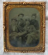 DAGUERREOTYPE PHOTOGRAPH of 4 MEN FROM ANOKA MINNESOTA ANTIQUE in original frame picture
