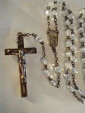 Vintage Catholic Clear Glass Rosary 18.75