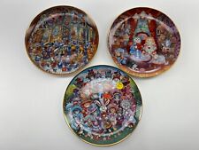 Franklin Mint Bill Bell Cat Plates Set Of 3 Mixed Gold Trim Plates picture