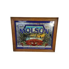 Vtg Molson Beer Mirror Framed Canada Ale North Americas Oldest Brewery Bar Bars picture