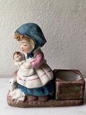Vintage Verona Vergasi Mother Baby W/ Lamb Ceramic Planter Candle Holder 1979 picture