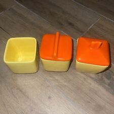 3 Vintage antique Franciscan Ware yellow kitchen containers with  2 lids mint picture