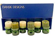 DANSK Designs Set of 6 Green Glass Candle Holders w Candles Denmark MCM In Box picture