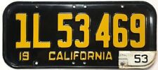 California 1952 1953 License Plate 1L 53469 Glossy Original Paint Super Nice picture