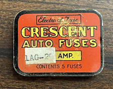 Vintage Crescent Auto Fuses Tin 1AG-20 Amp with 5 Fuses 
