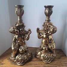 Vintage Cherub Candle Holders 9.5'' H Set of 2 picture