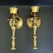 Pair of Vintage Gold Brass Wall Candle Sconce Hollywood Regency Glam Style picture