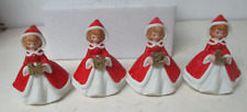 Vintage Brinns Porcelain NOEL Figurines Christmas Girls in Red Coats picture