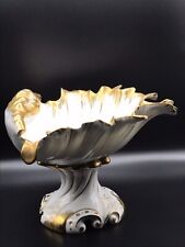 Antique Dresden Style Stunning Porcelain Compote. Shell Shaped With Floral Spray picture