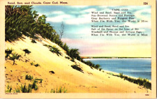 Vintage Sand Sea Clouds Cape Cod MA Postcard poem beach landscape linen picture