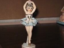 Vintage ballerina on pointe figurine with blue spaghetti like tutu made in Japan picture