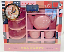 FAO Schwarz 9-Piece Handpainted Ceramic Tea Party Set For Kids Pink Polka Dot picture