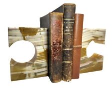 Pair of Vintage Italian Modernist Cream Book-matched Marble Onyx Stone Bookends picture