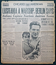 1915 Chicago Newspaper Front Page - Germany Says Lusitania Was a Warship picture
